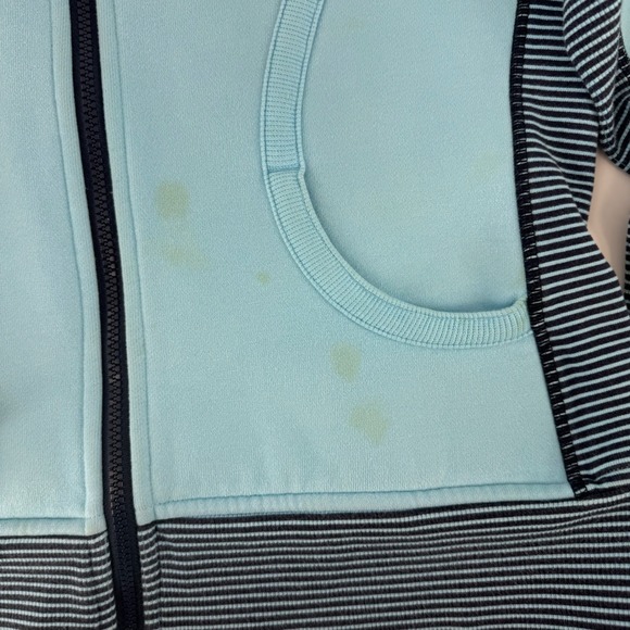 Lululemon Athletica Blue Striped Sleeve Hoodie Zip Up Jacket Women Size 10 - Picture 2 of 4